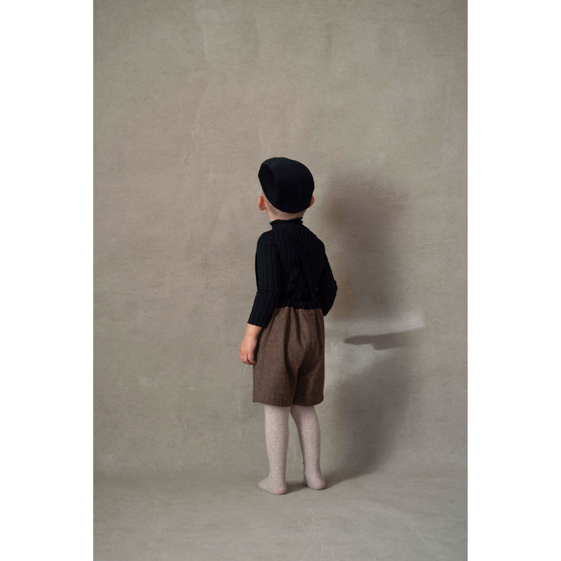 Popelin Brown Micro Herringbone Crossover Shorts