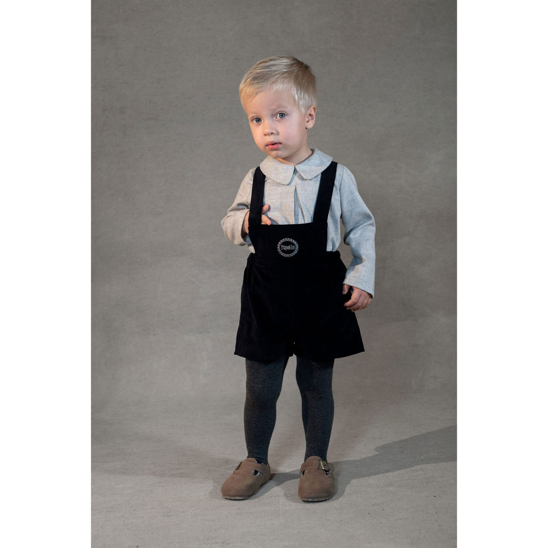Popelin Black Velvet Dungarees Shorts
