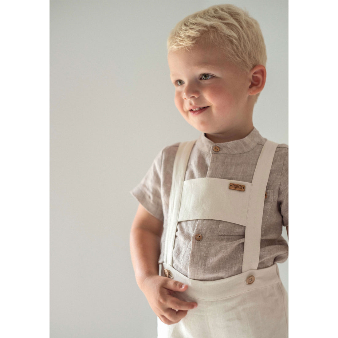Popelin Sand Linen Shirt Romper