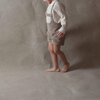Popelin Taupe Short Dungarees