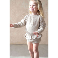 Popelin Beige Openwork Knit Romper