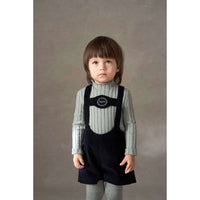 Popelin Black Velvet Embroidered Short Dungarees