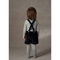 Popelin Black Velvet Embroidered Short Dungarees