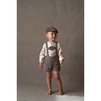 Popelin Brown Oxford Embroidered Short Dungarees