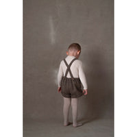 Popelin Brown Herringbone Embroidered Short Dungarees