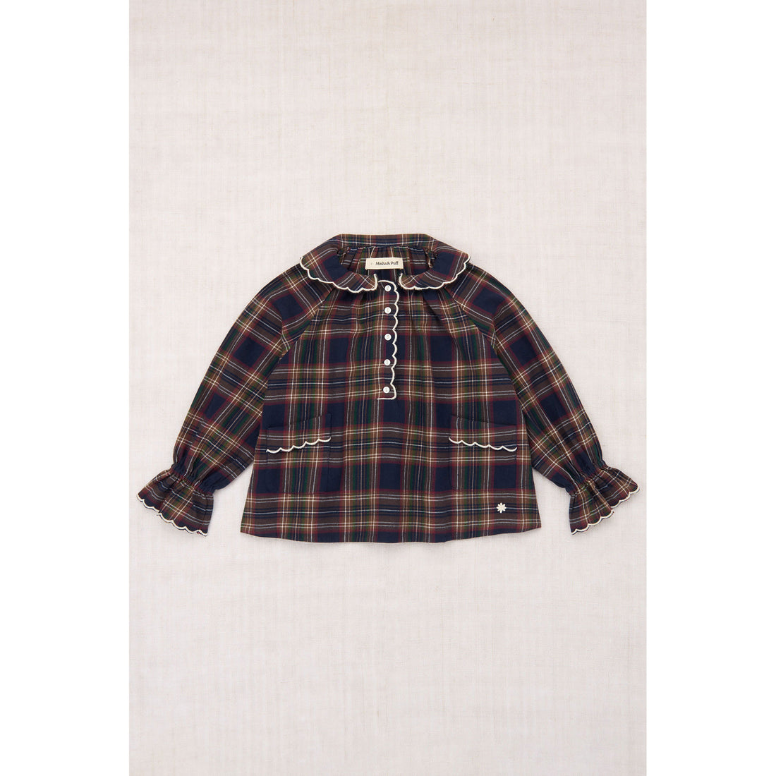 Misha and Puff  Ink Plaid Monroe Top