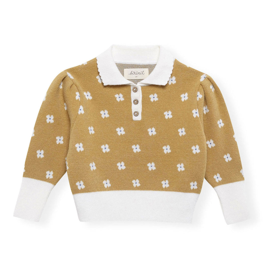 Birinit Mustard Floral Baby Sweater