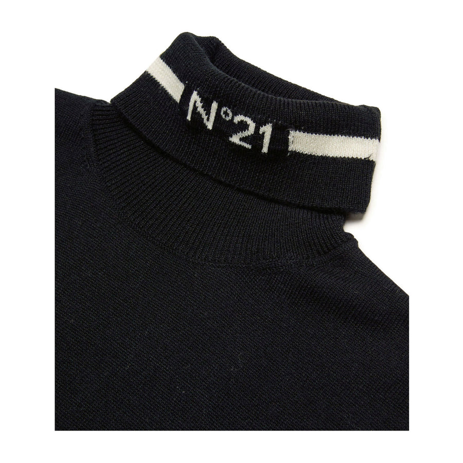 N21 Black Wool Blend Turtleneck Sweater