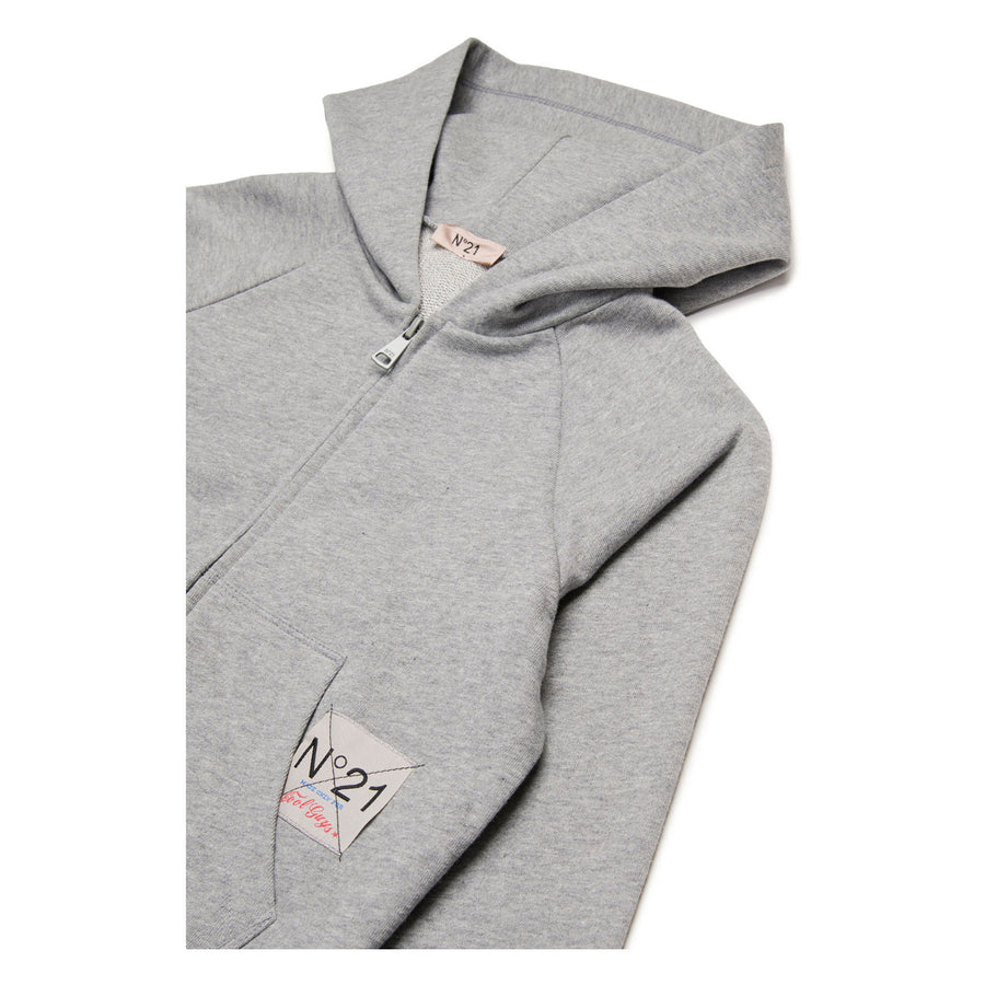 N21 Grey Zip Up Hooded Sweatshirt