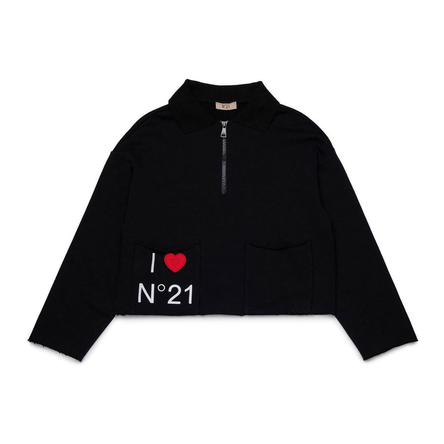 N21 Black Half Zip Felpa Pullover