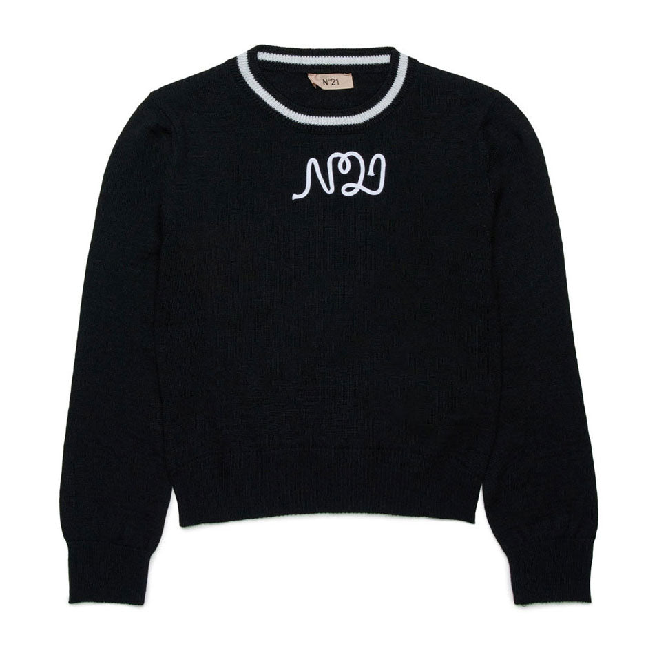 N21 Black Collar Trim Pullover