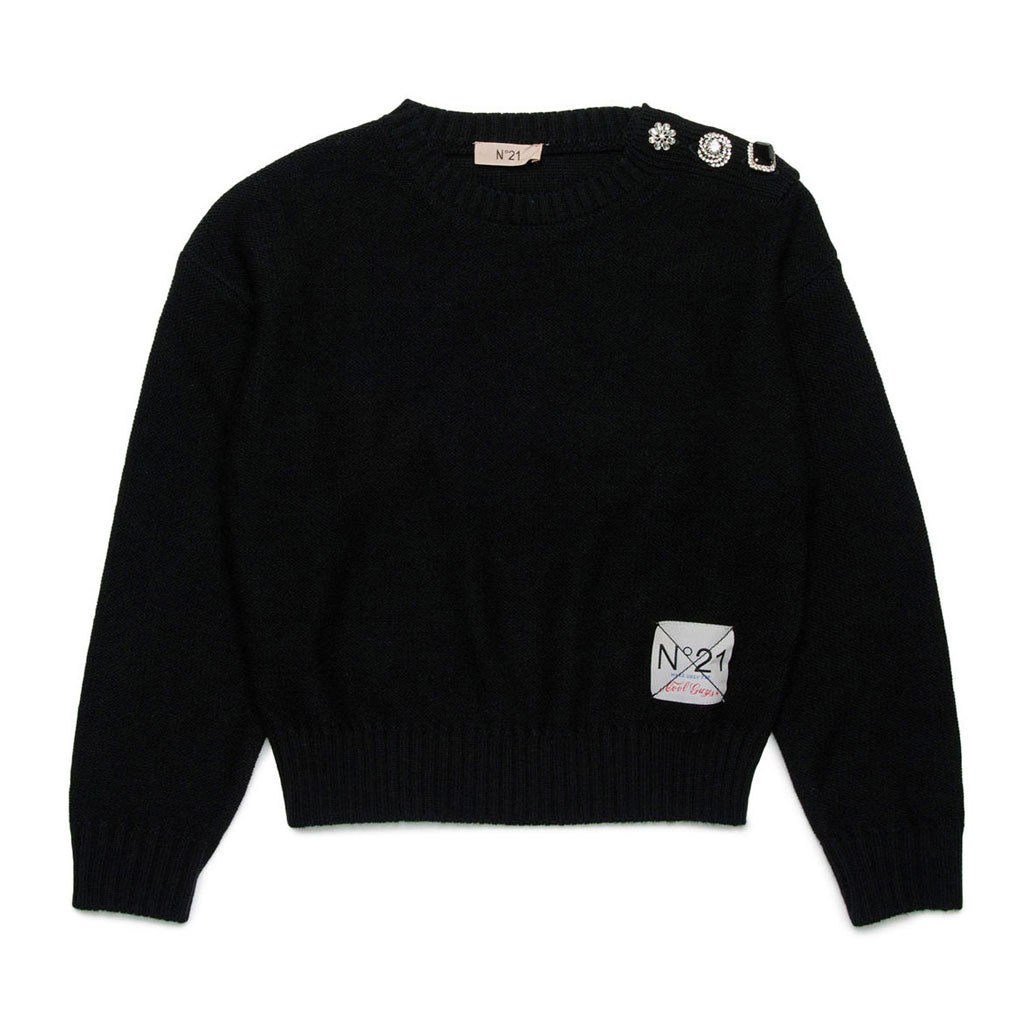 N21 Black Pearl Button Pullover