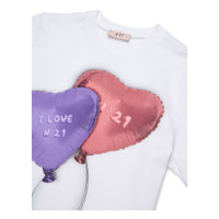N21  White Balloon Graphic Logo Tee