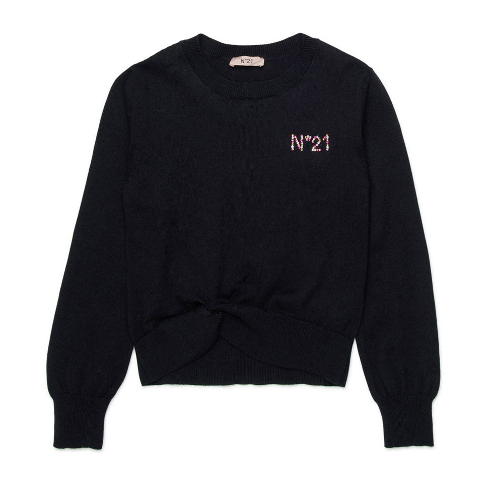 N21  Black Twisted Hem Knit Sweater