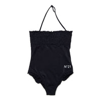N21  Black Smocked Halter Bathing Suit