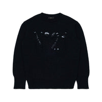 N21  Black Distressed Logo Sweater