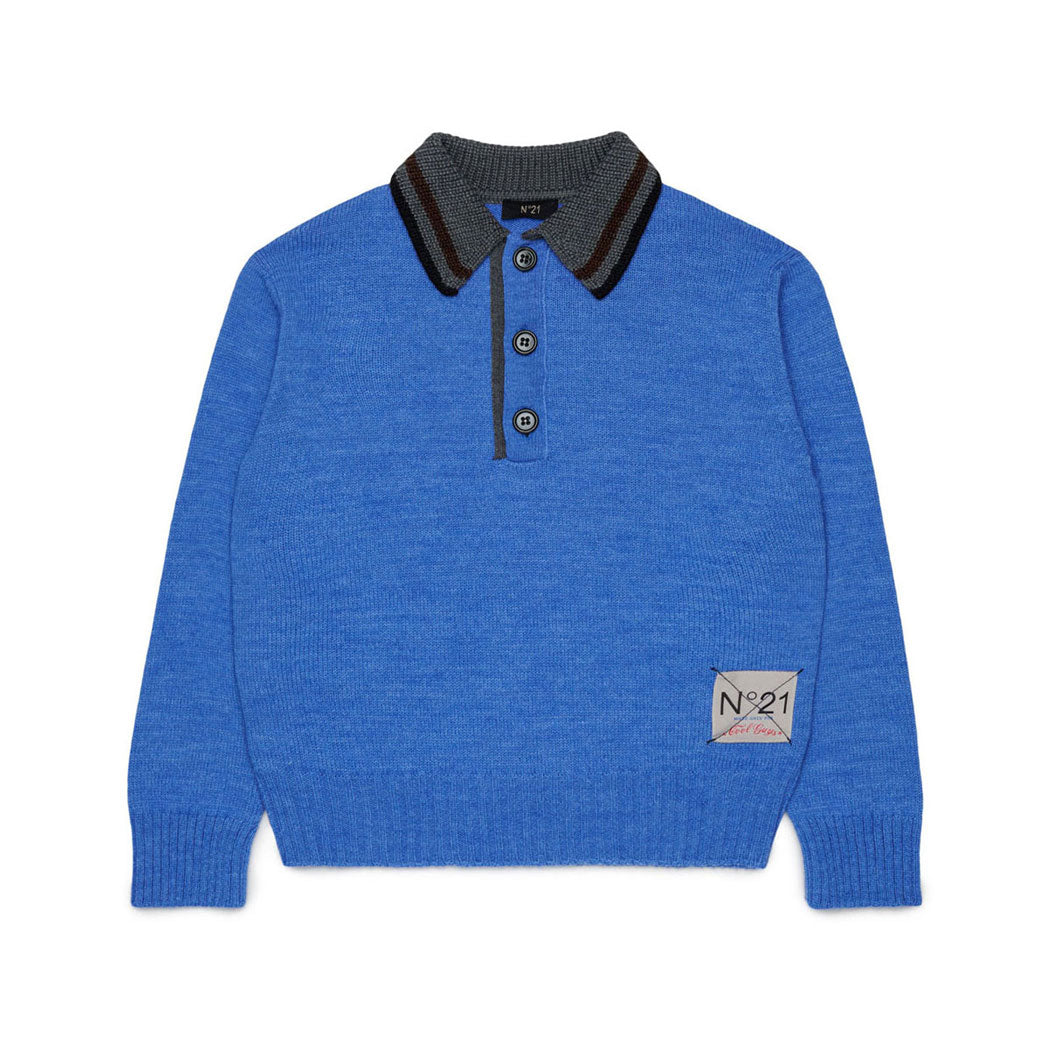 N21 Blue Contrast Collar Polo