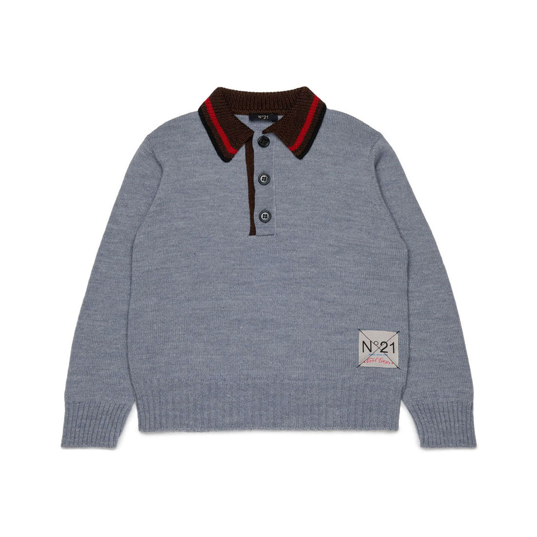 N21 Grey Contrast Collar Polo