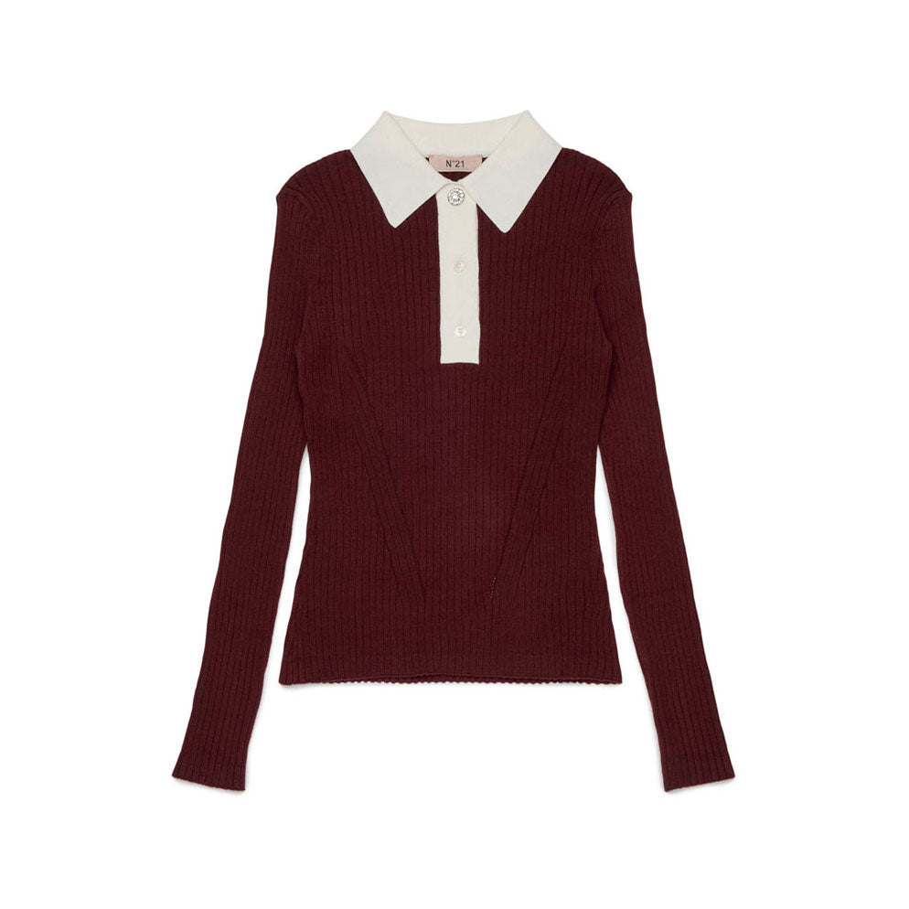 N21  Maroon Rib Knit Polo