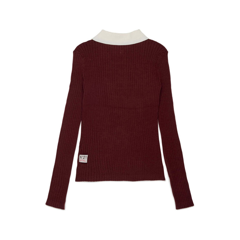 N21  Maroon Rib Knit Polo