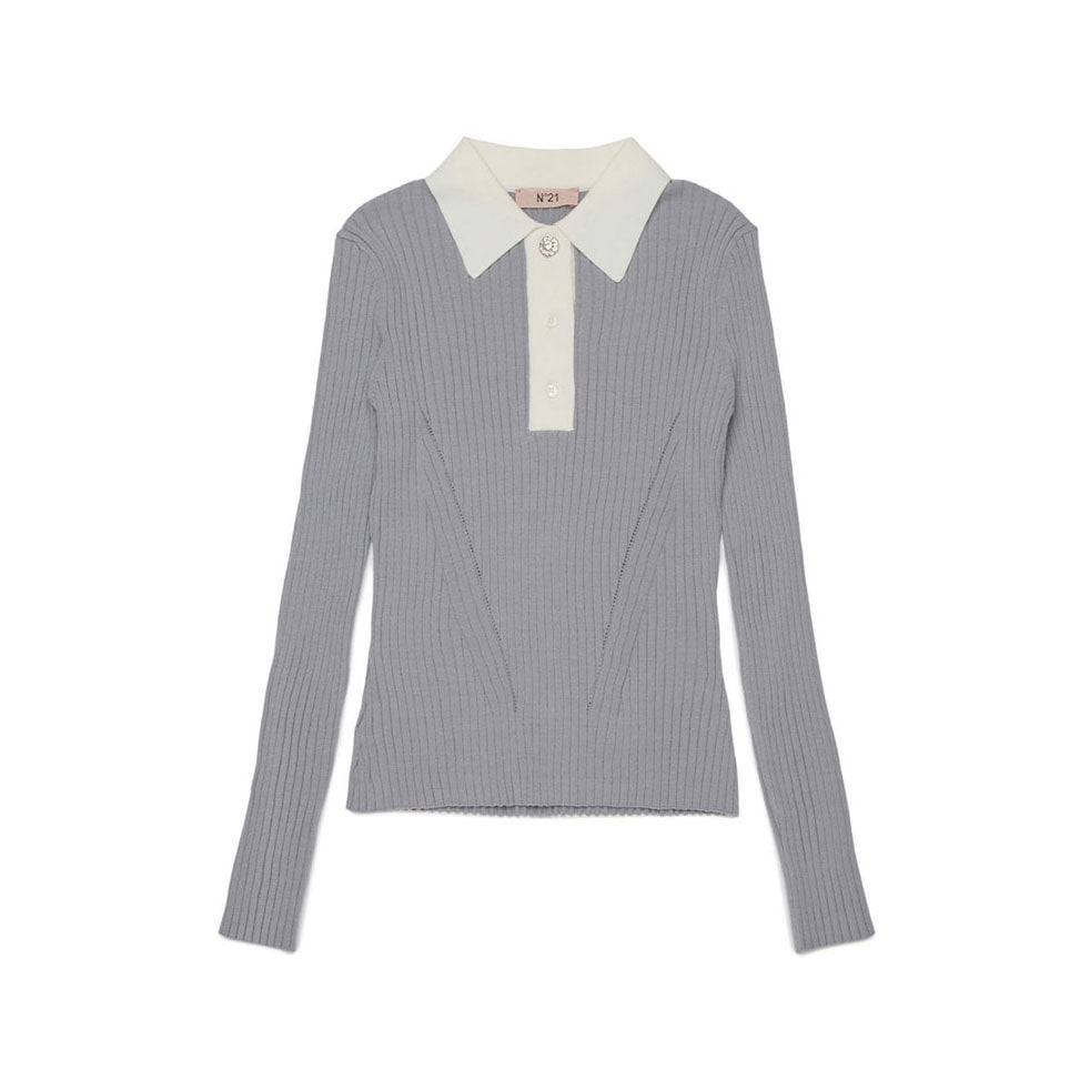 N21  Grey Rib Knit  Polo