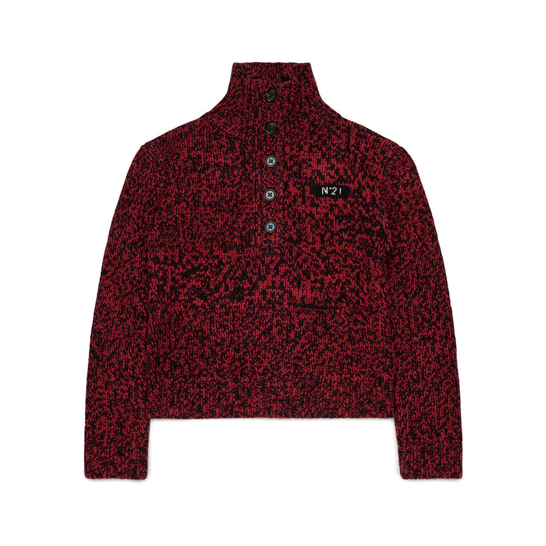 N21  Red Speckled Funnel Neck Sweater