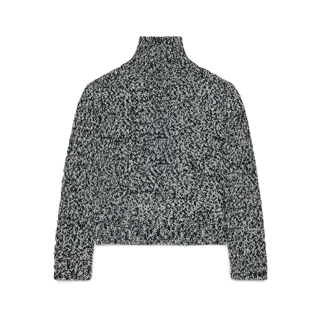 N21  Black Speckled Funnel Neck Sweater
