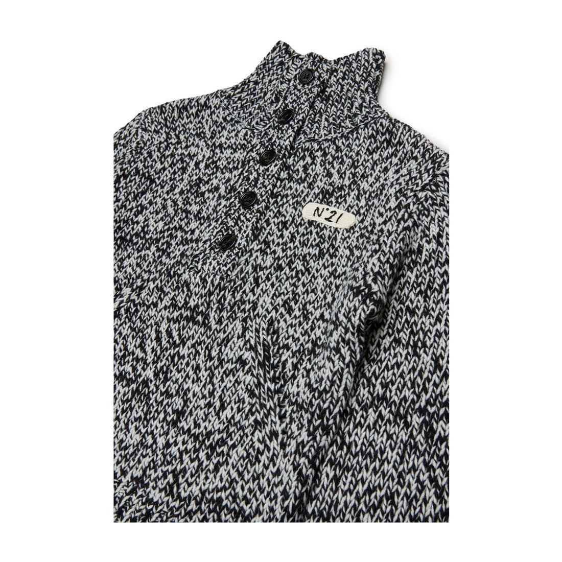 N21  Black Speckled Funnel Neck Sweater