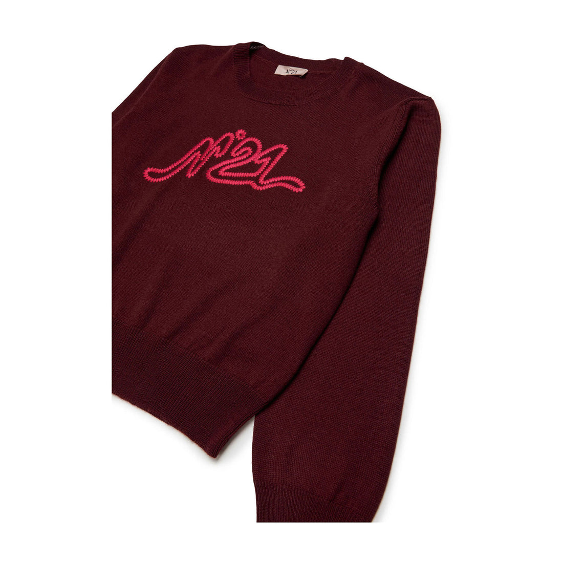 N21  Maroon Contrast Logo Sweater