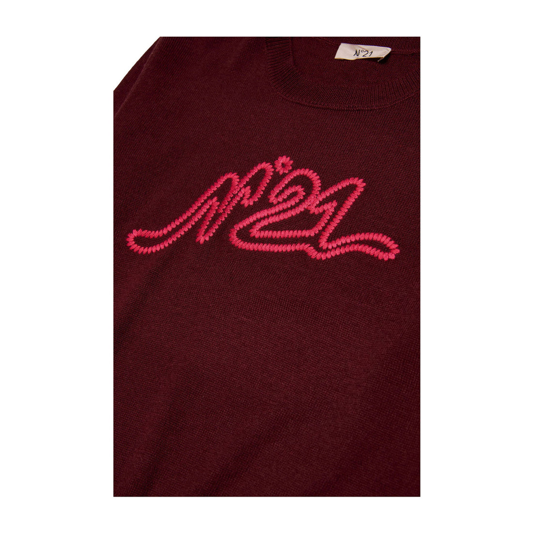 N21  Maroon Contrast Logo Sweater