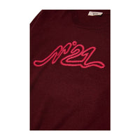 N21  Maroon Contrast Logo Sweater
