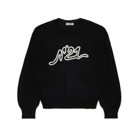 N21  Black Contrast Logo Sweater