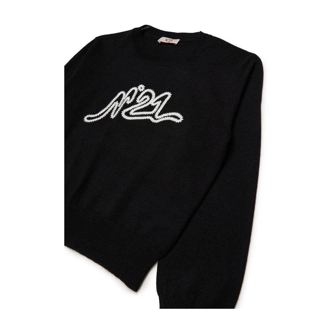 N21  Black Contrast Logo Sweater
