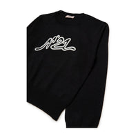 N21  Black Contrast Logo Sweater