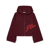 N21 Maroon Embroidered Logo Zip Hoodie