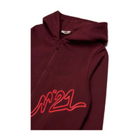 N21 Maroon Embroidered Logo Zip Hoodie