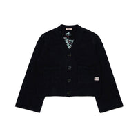 N21  Black Jacquard Flower On Back Cardigan