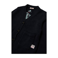 N21  Black Jacquard Flower On Back Cardigan