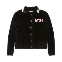 N21 Black Chenille Logo Cardigan