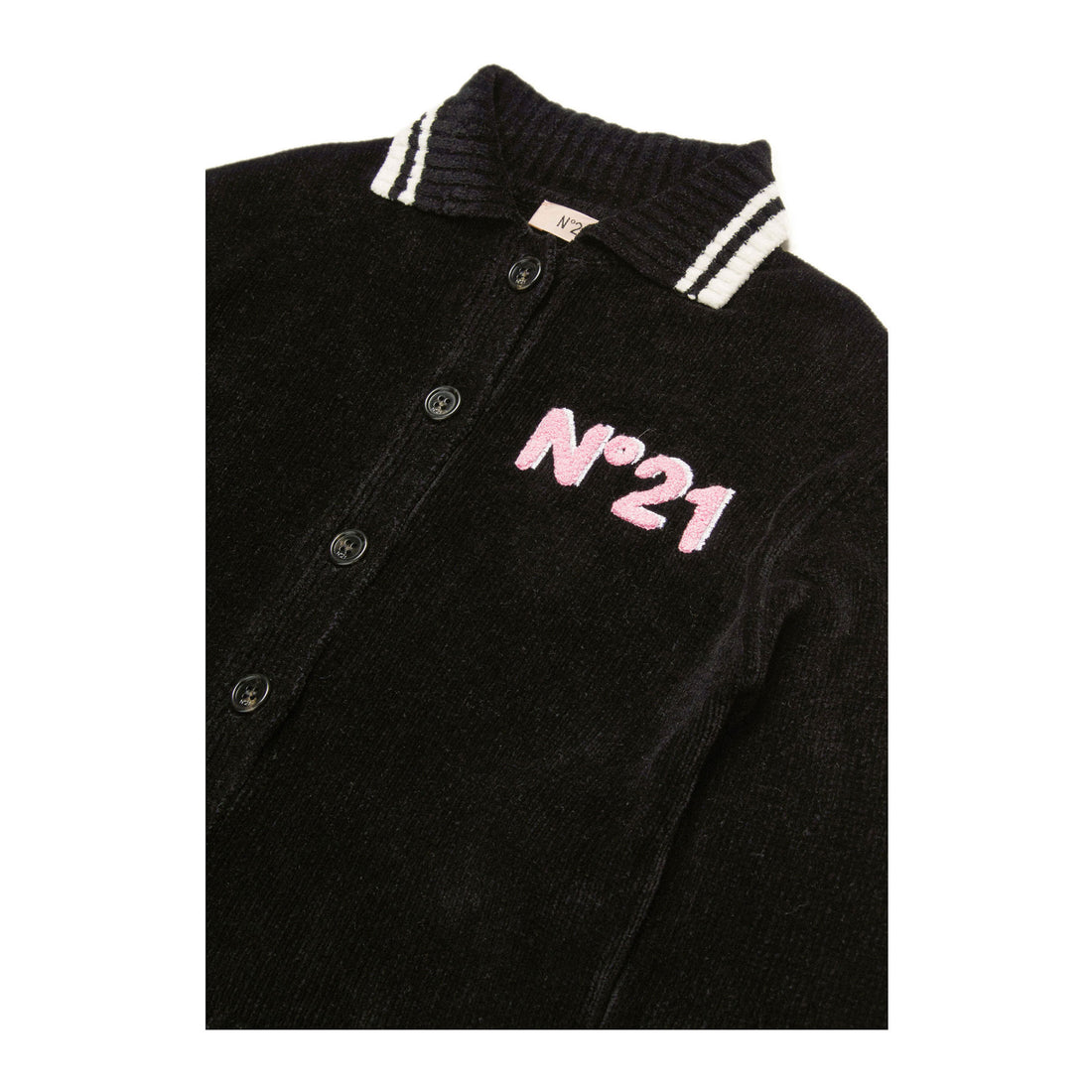 N21 Black Chenille Logo Cardigan