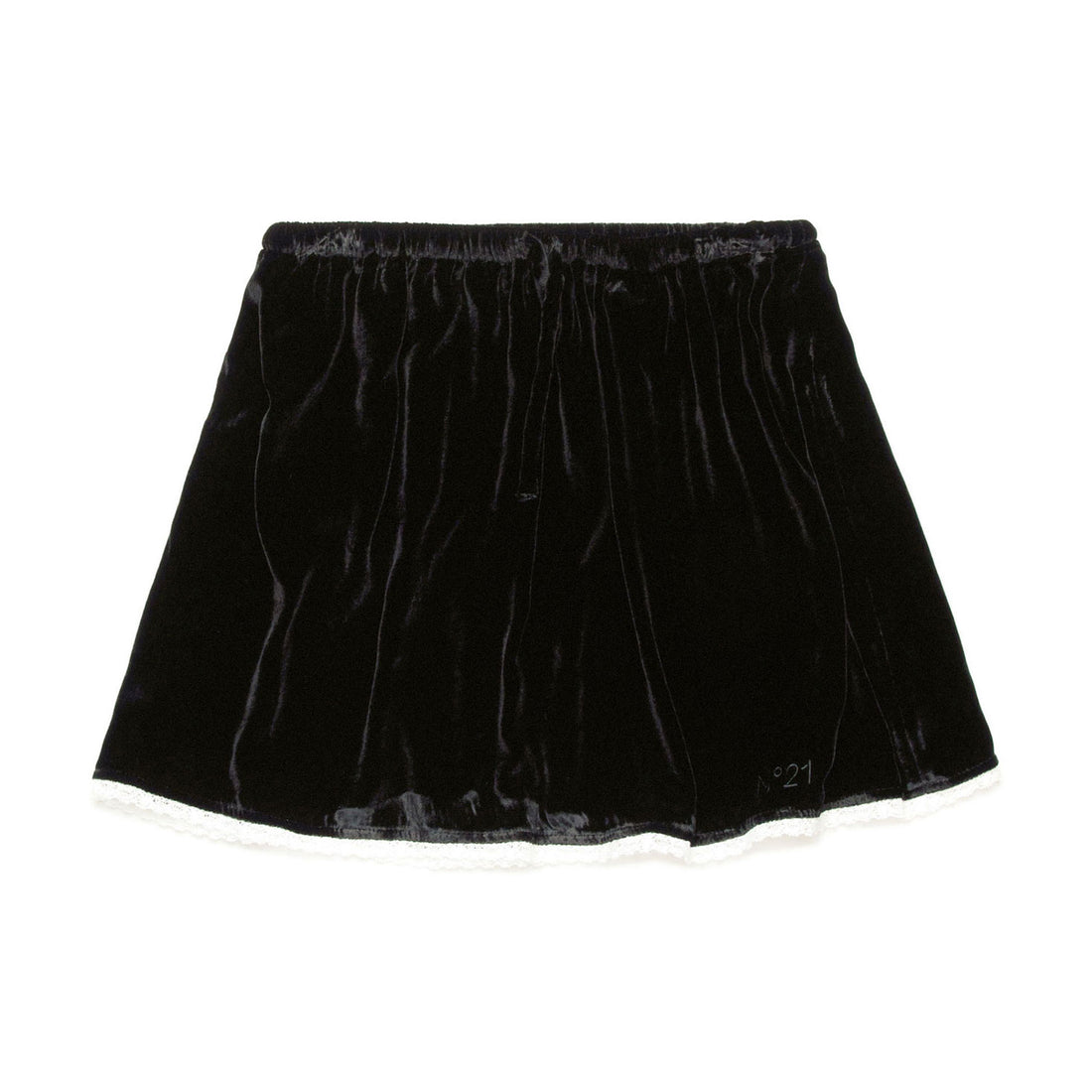 N21 Black Smooth Velvet Lace Skirt