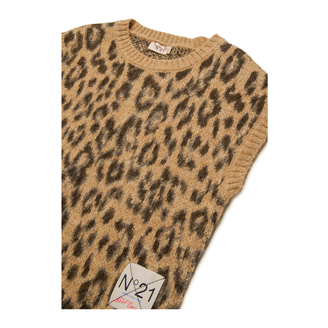 N21 Leopard Print Wool Blend Vest