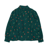 N21 Forest Green All Over Rose Crepe Shirt