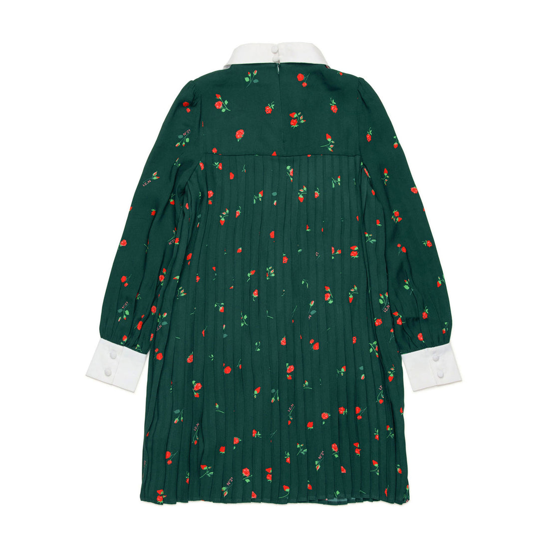 N21 Forest Green All Over Rose Crepe Shirt Dress