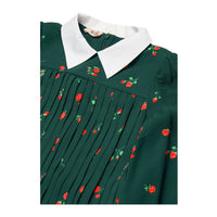 N21 Forest Green All Over Rose Crepe Shirt Dress