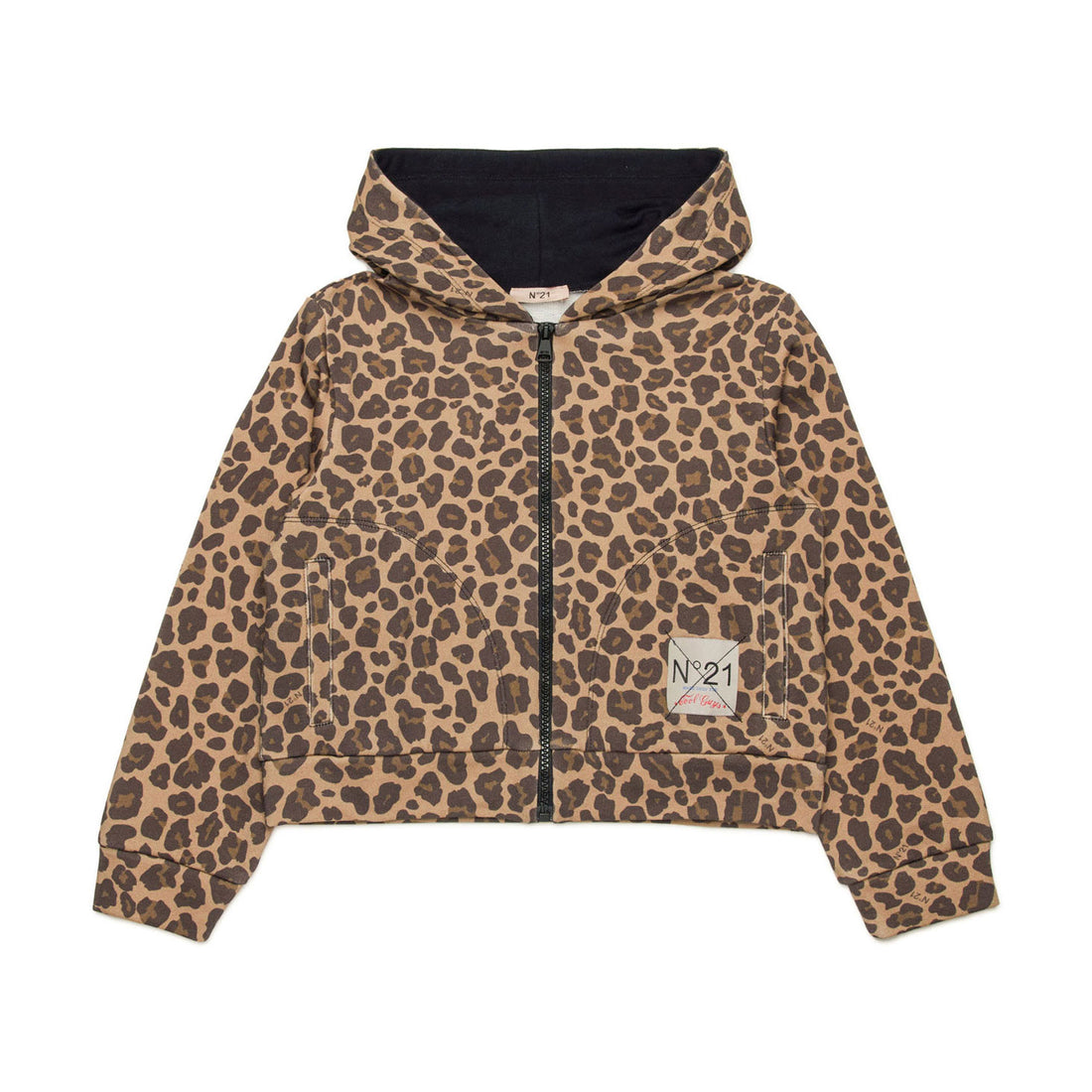 N21 Leopard Print Hooded Sweatshirt
