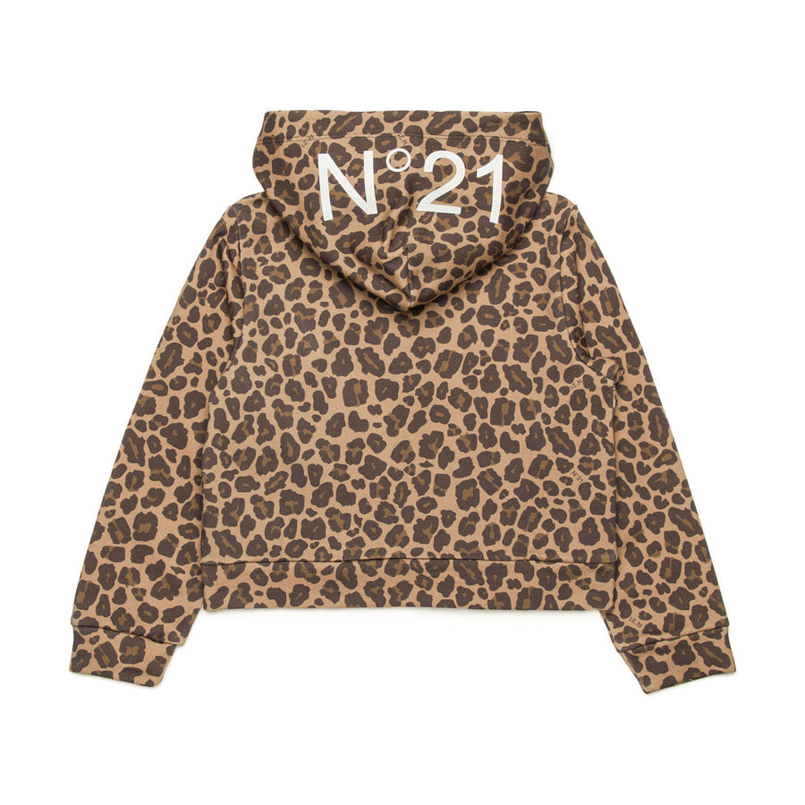 N21 Leopard Print Hooded Sweatshirt