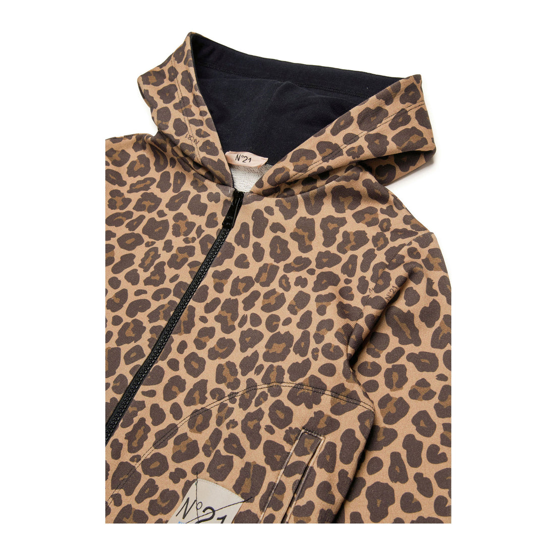 N21 Leopard Print Hooded Sweatshirt