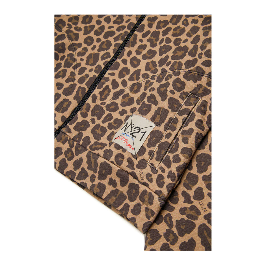 N21 Leopard Print Hooded Sweatshirt