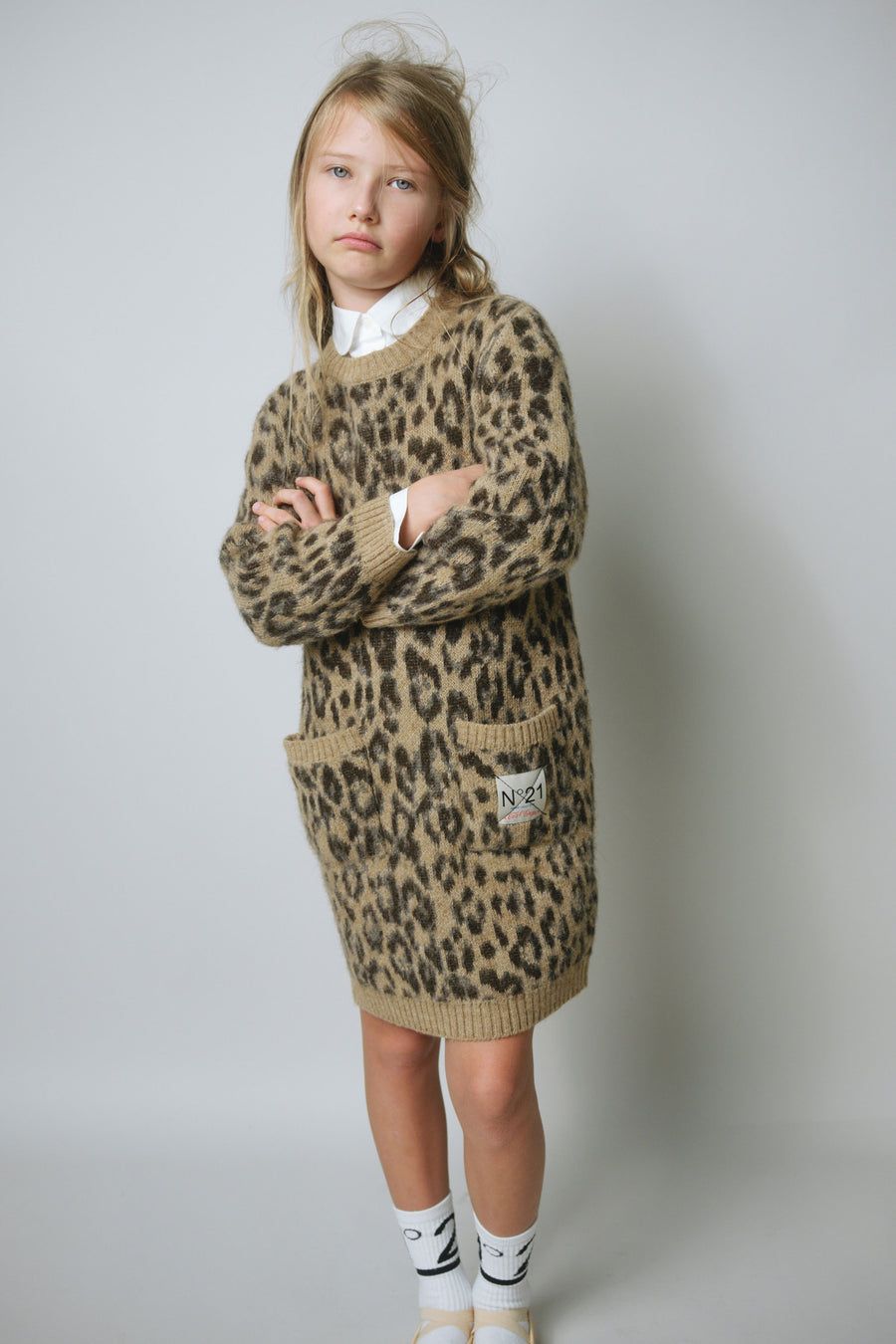 N21 Leopard Print Wool Blend Dress